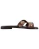 WOMAN LEATHER SLIPPERS: 56-W-10/21 (BROWN)