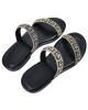 WOMAN LEATHER SLIPPERS: 53-W-2161 (BLACK)